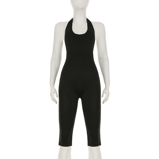 Damen körperbetonter Jumpsuit mit tiefem Rückenausschnitt und reinem Design R&B