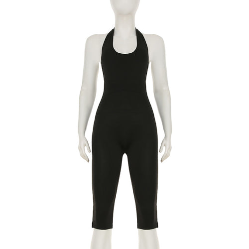 Damen körperbetonter Jumpsuit mit tiefem Rückenausschnitt und reinem Design R&B