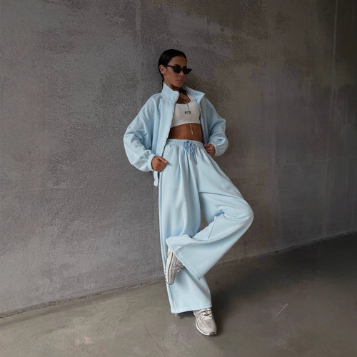 Damen sportliches Baumwoll-Jogginganzug mit lässiger Passform und praktischen Taschen R&B