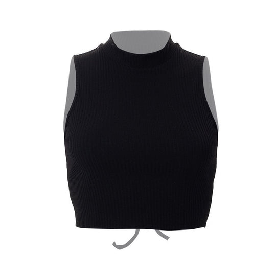 Damen Hochgeschlossenes Crop-Top aus Rippstrick R&B