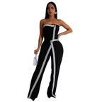 Damen-Jumpsuit mit elegantem Bustier-Oberteil und kontrastierenden Saumakzenten R&B