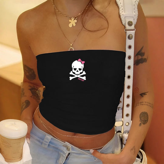 Damen Bandeau-Top mit verspieltem Karomuster und dekorativem Schleifenakzent R&B