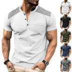 Herren Kurzarm-Henley-Shirt mit strukturiertem Design und praktischen Knöpfen R&B