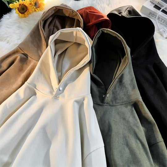 Damen gemütlicher Kapuzenpullover im modernen Velourslook R&B