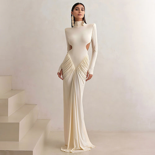 Damen Elegantes Maxikleid mit innovativem Schnitt und raffinierten Cut-Outs R&B