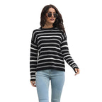 Damen Lässiger Strickpullover mit modernem Streifenmuster und komfortablem Schnitt R&B