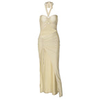 Damen elegantes Maxikleid mit Halterneck und raffiniertem Design R&B