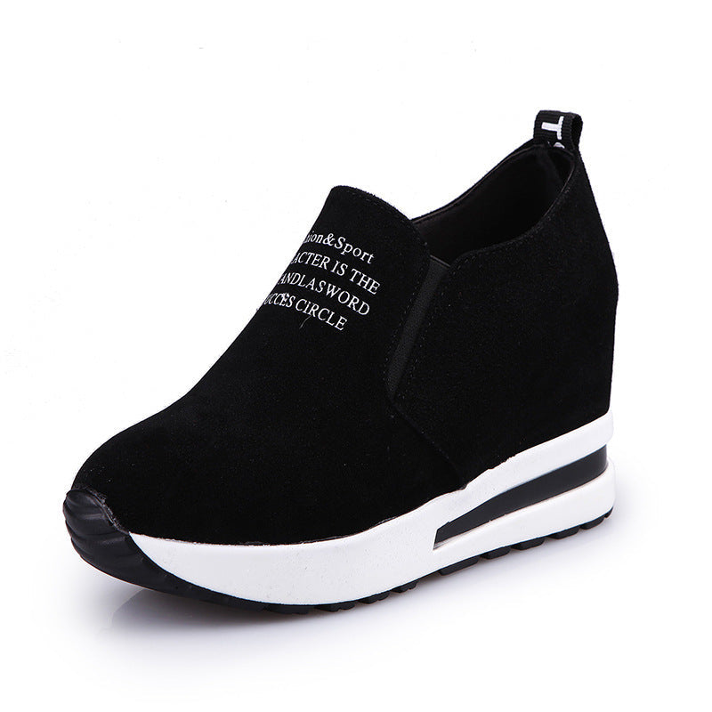Damen Wedge-Sneaker mit elastischem Einschlupfdesign und modischer Veloursoberfläche
