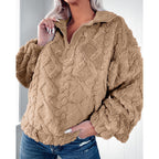 Damen Kuscheliger Fleece-Pullover mit hohem Kragen und Halb-Reißverschluss R&B