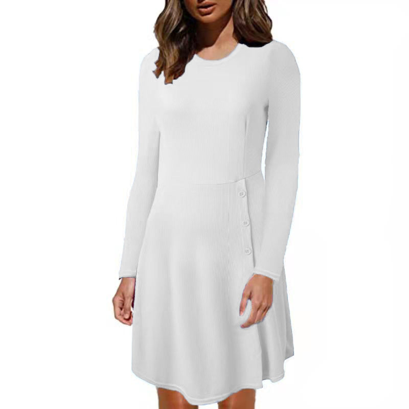 Damen Strickkleid mit Knopfdetails und eng anliegendem Oberteil R&B
