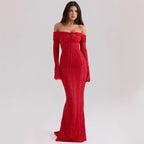 Damen Elegantes Spitzenkleid im figurbetonten Schnitt mit Off-Shoulder Design R&B