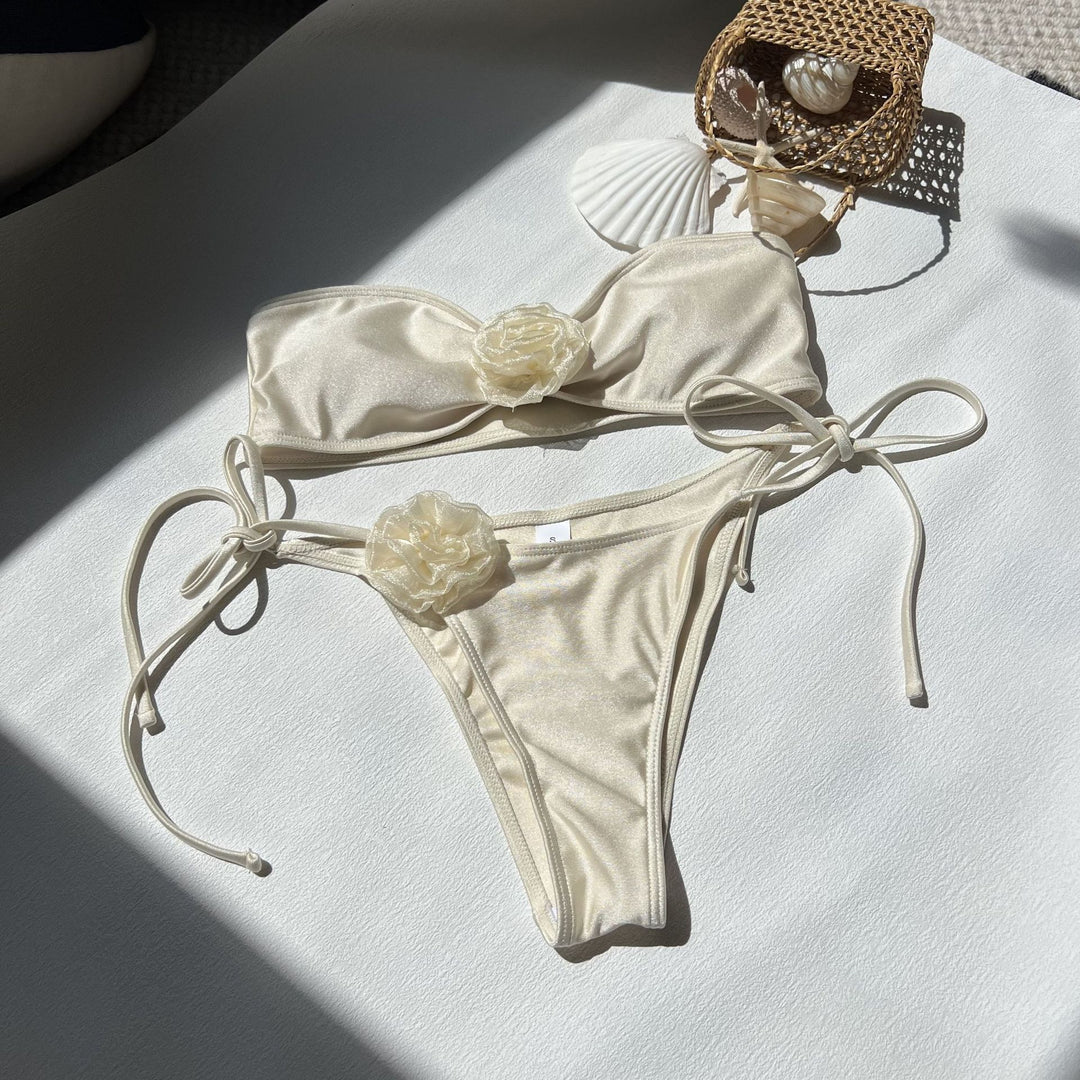 Damen Bikini-Set mit romantischen Blütenapplikationen R&B