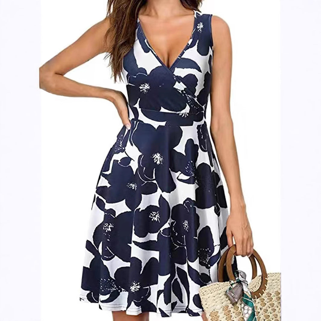 Damen Wickelkleid mit floralem Muster und schwingendem Rock R&B