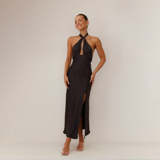 Damen Langkleid mit elegantem Wickeldesign und schickem Schlitz R&B