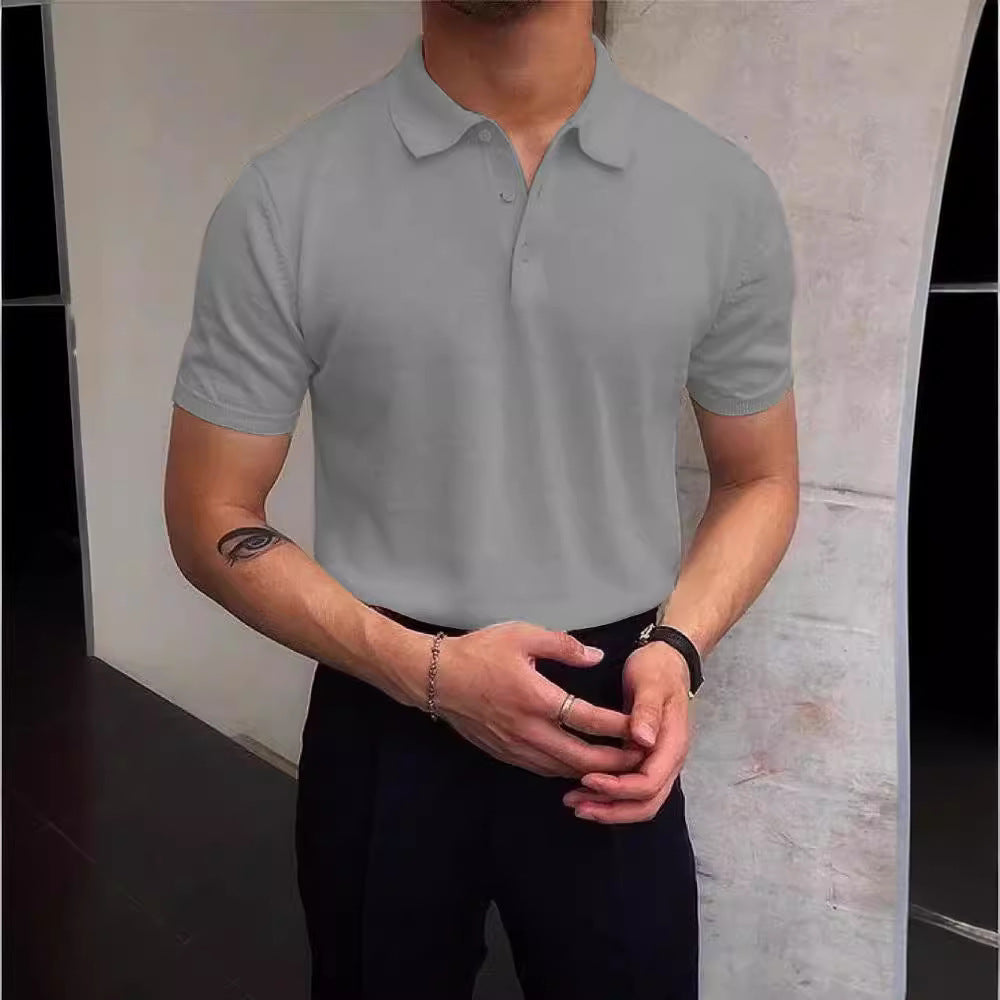 Herren Polo-Shirt aus atmungsaktiver Baumwolle mit elegantem Kragen R&B