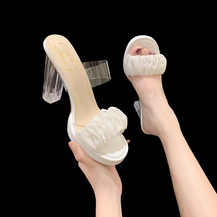 Damen offene Mules mit raffiniertem Rüschendesign R&B
