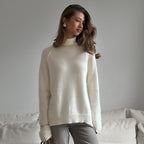 Damen Komfortabler Strickpullover mit Rollkragen R&B