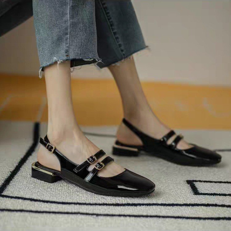 Damen Sling-Ballerinas mit doppeltem Riemchen und komfortablem Blockabsatz R&B
