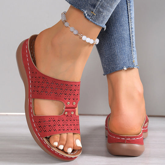Damen Komfort-Sandalen mit perforiertem Obermaterial und gepolsterter Fußbettung R&B