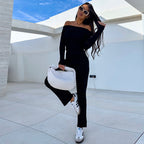 Damen elegantes Jumpsuit mit off-shoulder Design und langem Bein R&B