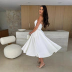 Damen A-linien Cocktailkleid mit trägerlosem Schnitt und schwingendem Rock R&B
