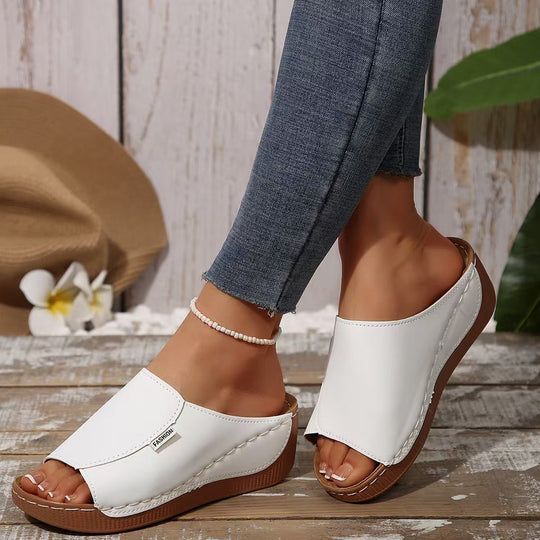 Damen Wedge-Pantoletten mit modischem Riemendesign und komfortablem Fußbett R&B