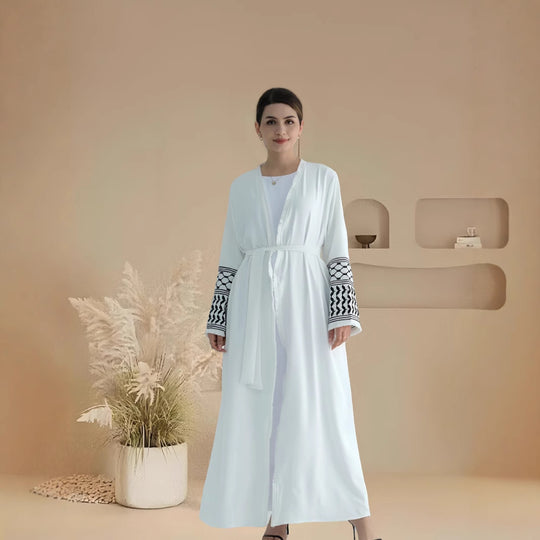 Damen Elegante Kaftan-Jacke mit dekorativen Ärmeln und Gürtel R&B