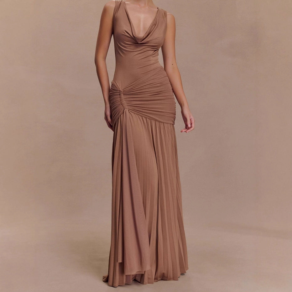 Damen Elegantes Maxikleid mit raffinierten Drapierungen und figurbetontem Schnitt R&B