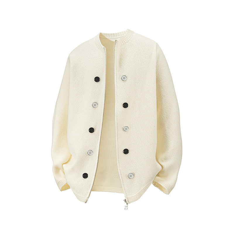 Damen Strickjacke mit hohem Kragen und dezenten Knopfdetails