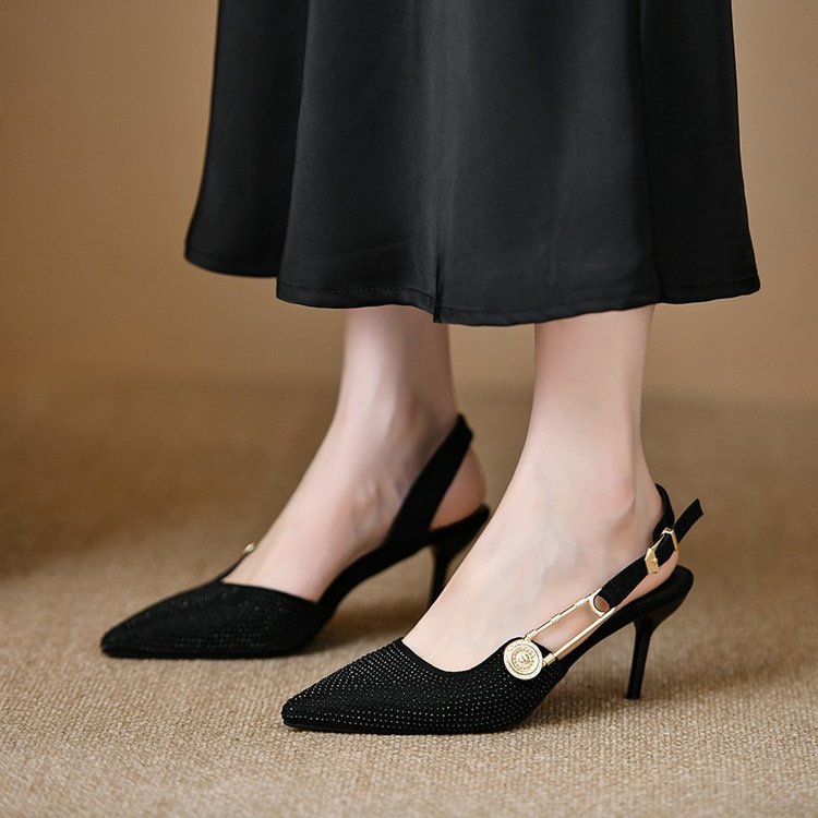 Damen nan spitze Pumps mit Fersenriemchen T-Riemen und Medaillonapplikation R&B