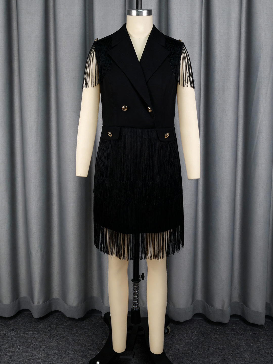 Damen Fransen-Kleid im eleganten Blazer-Stil R&B
