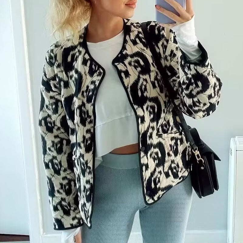 Damen urbaner gefütterter Blouson mit einzigartigem Muster R&B
