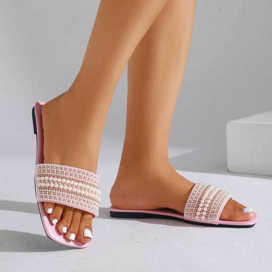 Damen Plateau-Sandalen mit dekorativen Perlenakzenten R&B