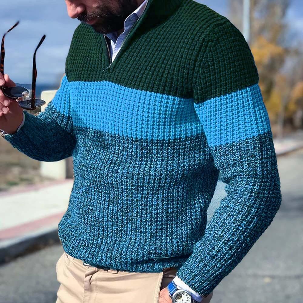 R&B | Gestrickter Pullover mit Blockfarben Acryl Warm und Modern