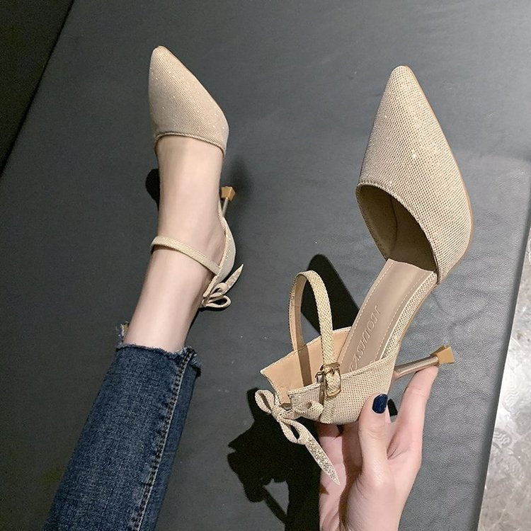 Damen elegante Pumps mit festem Knöchelriemen und spitz zulaufender Spitze R&B