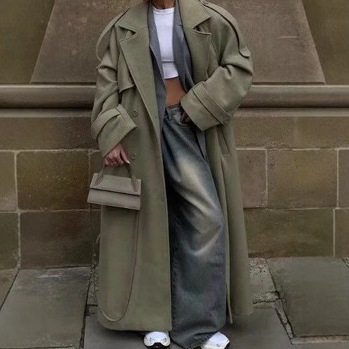 Damen Wolle Trenchcoat R&B
