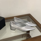Damen Elegante spitze Ballerinas mit Silberner Metallic-Oberfläche R&B