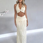 Damen Maxi-Rock mit croptop Design und Rüschendetails