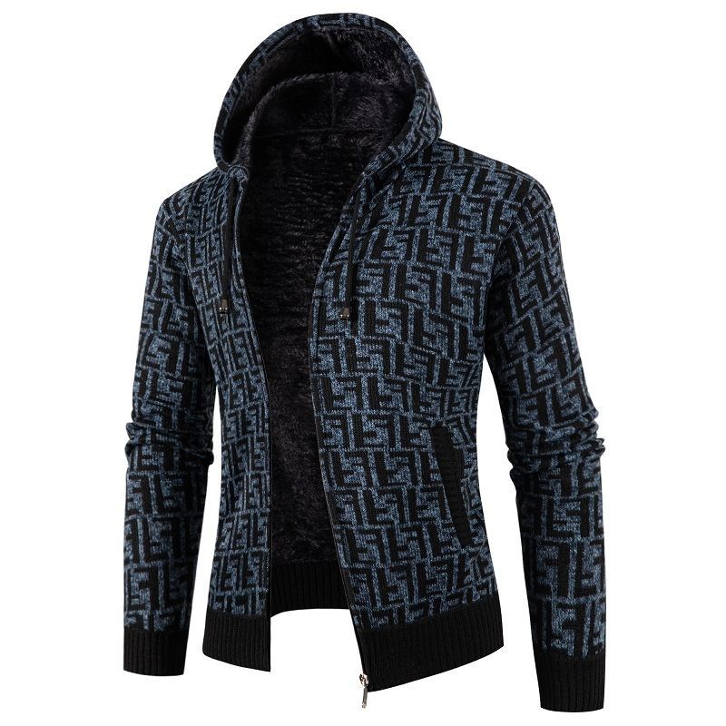 Herren Strickjacke mit modernem Zopfmuster und kuscheligem Innenfutter