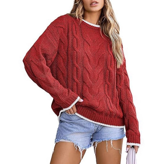 Damen Strickpullover mit grobem Zopfmuster R&B
