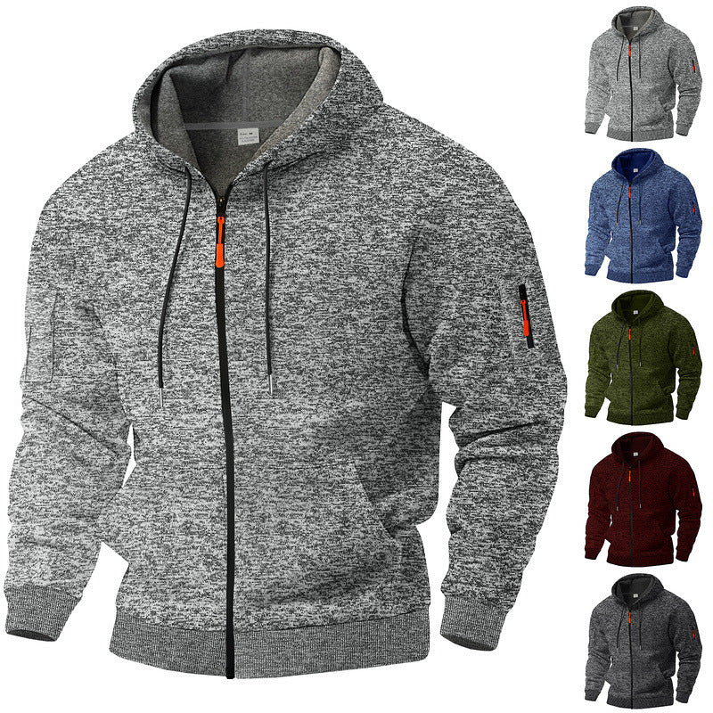 Herren Sportlicher Kapuzenpullover mit kontrastierenden Details und Reißverschluss R&B