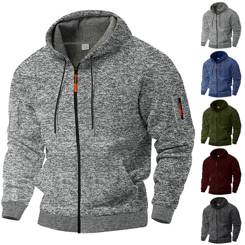 Herren Sportlicher Kapuzenpullover mit kontrastierenden Details und Reißverschluss R&B