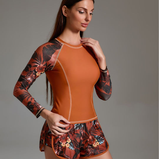 Damen Sportliches Surfanzug-Set mit floralem Design und nahtlosem Schnitt R&B