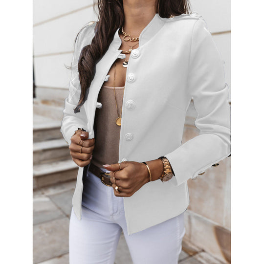 Damen modischer Blazer mit goldenen Knöpfen und schmalem Schnitt R&B