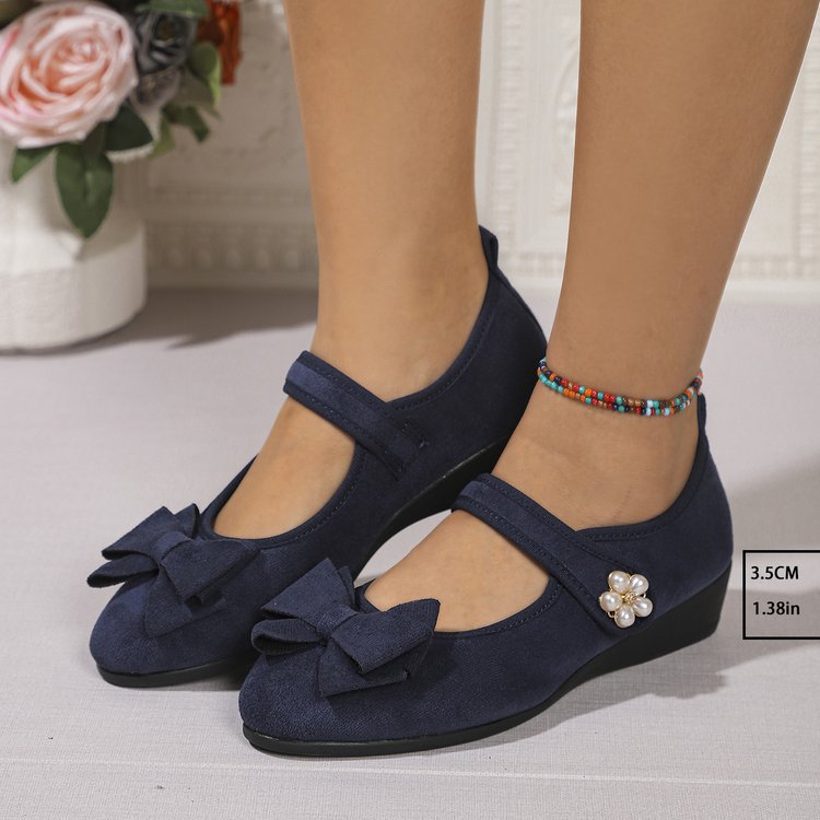 Damen Ballerinas mit dekorativer Schleifenapplikation und komfortablem Wedge-Absatz R&B