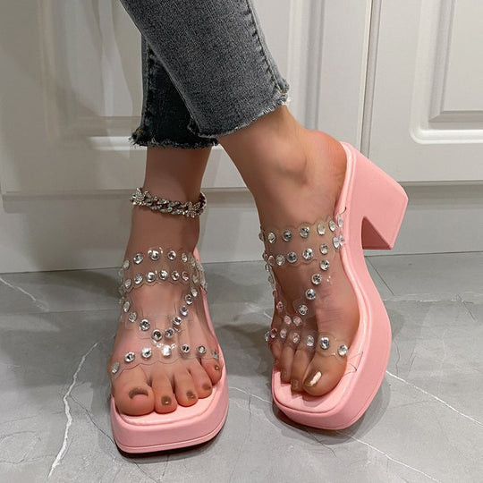 Damen Plateau-Pantoletten mit glitzernden Details R&B