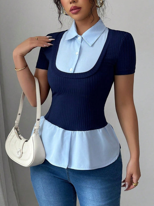 Damen Elegantes Oberteil mit fließendem Saum R&B