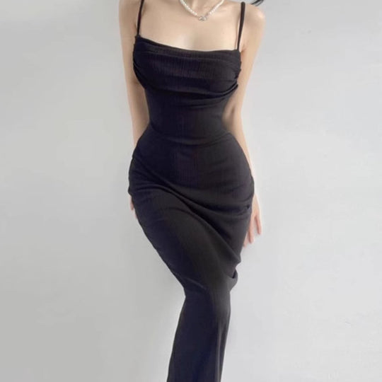 Damen Elegantes Maxikleid mit herausragendem Drapierungsdesign und schickem Spaghetti-Träger R&B