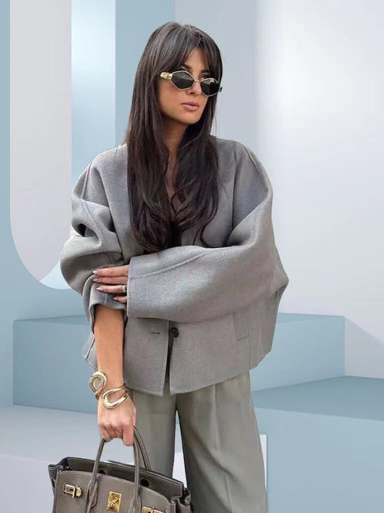 Damen Elegante und lässige Oversize-Jacke mit Knopfdetails und weitem Schnitt R&B