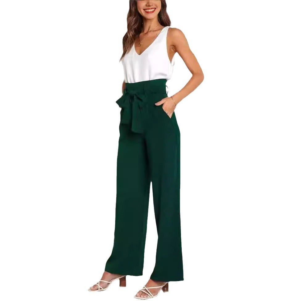 Damen Weitgeschnittene Hose mit dekorativem Bindegürtel R&B